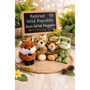 Retired Wild Republic Wrist Huggers Plush Lot of 4 Fox Tiger Cheetah Crocodile#R